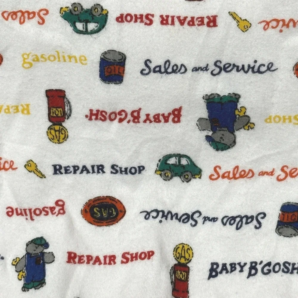Vintage Baby B'Gosh Repair Shop Car Print Short Sleeve Bodysuit Green 3-6 Months